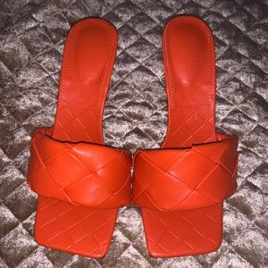 Orange weave mules